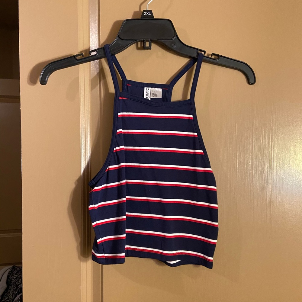 H&M red, white, and blue striped halter tank